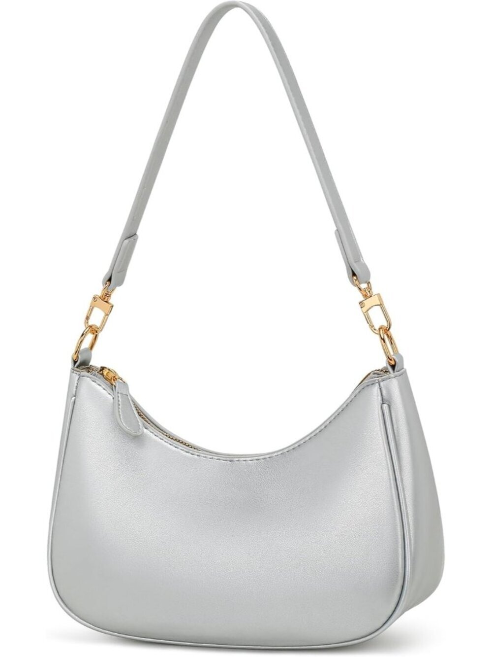 Women's Bag Silver Leather Cute Hobo Shoulder Handbag Retro Clutch Stylish Purse - Picture 1 of 6